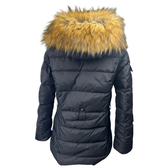 S13 Women's Black Faux Fur Shearling Hoodie Hooded Down Puffer Quilted Jacket S - Picture 2 of 5